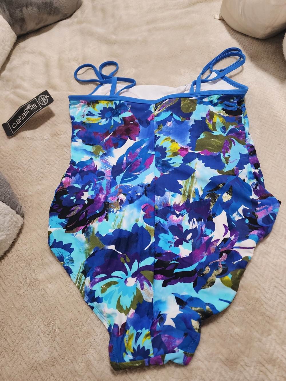 Catalina Blue Floral Print One-Piece Swimsuit Size XL NWT - Picture 2 of 4